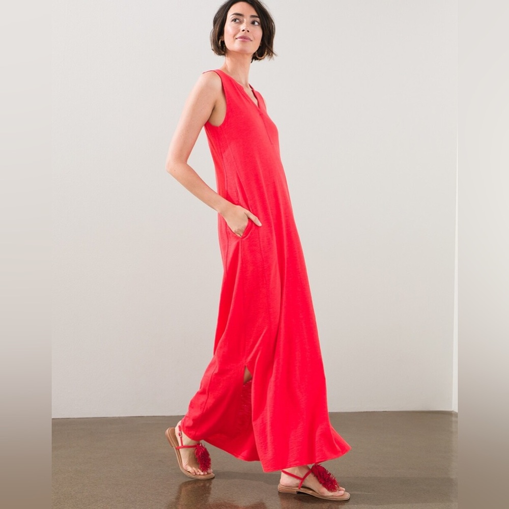 CHICOS - Henley Maxi Dress (Auburn, CHICOS SIZE 2)